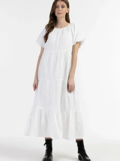 Dreimaster Damen Maxikleid in weiß - Länge: mittel
