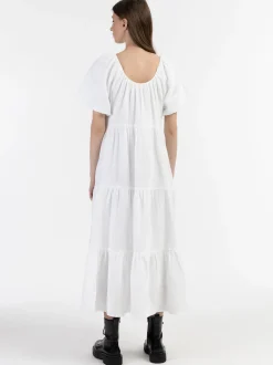 Dreimaster Damen Maxikleid in weiß - Länge: mittel
