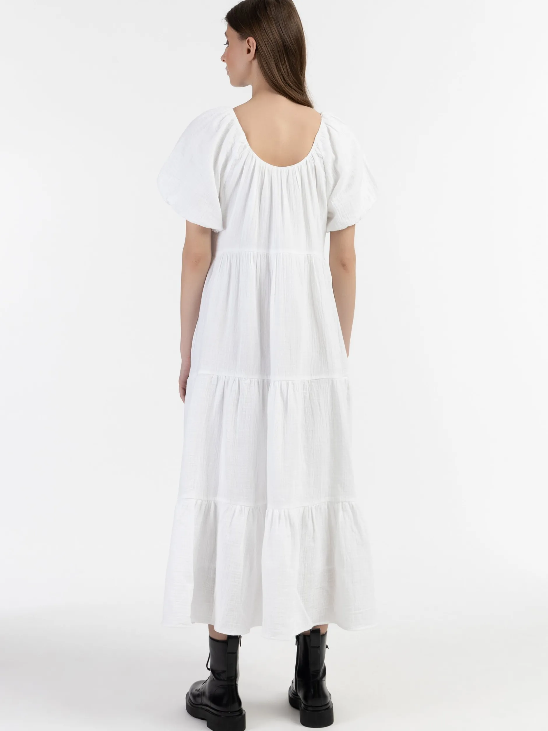 Dreimaster Damen Maxikleid in weiß - Länge: mittel