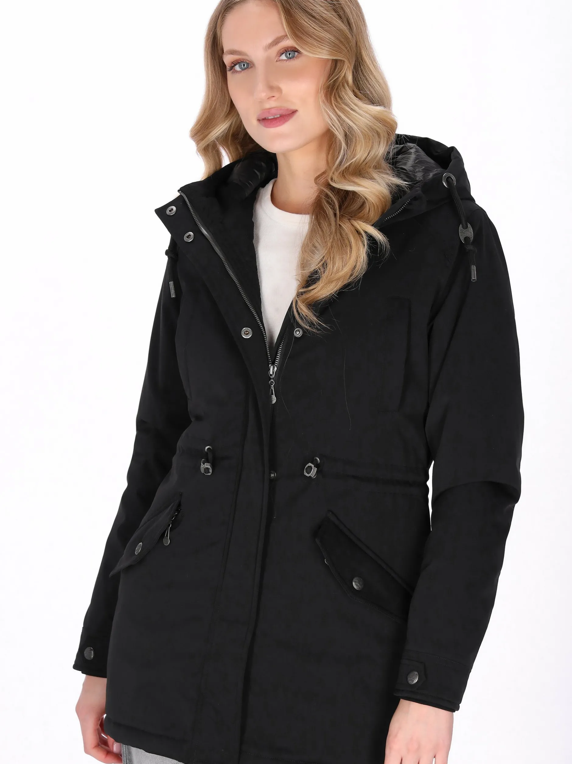 Dreimaster Damen Parka in schwarz