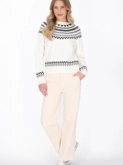 Dreimaster Damen Pullover in weiß - Ausschnitt: Rundhals