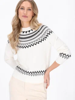 Dreimaster Damen Pullover in weiß - Ausschnitt: Rundhals