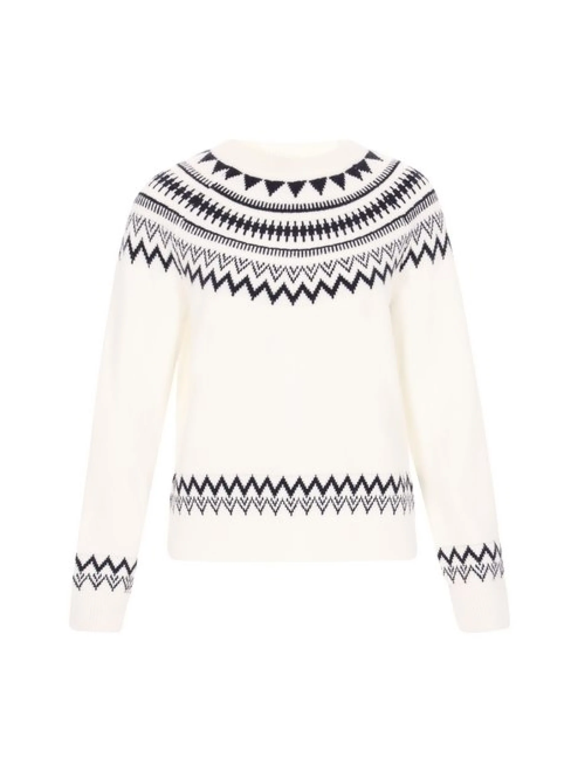 Dreimaster Damen Pullover in weiß - Ausschnitt: Rundhals
