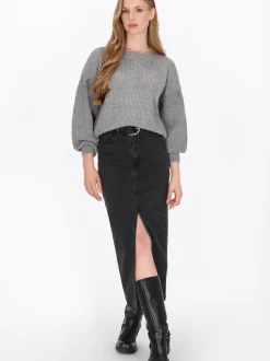 Dreimaster Damen Pullover in grau - Ausschnitt: Rundhals