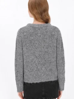 Dreimaster Damen Pullover in grau - Ausschnitt: Rundhals