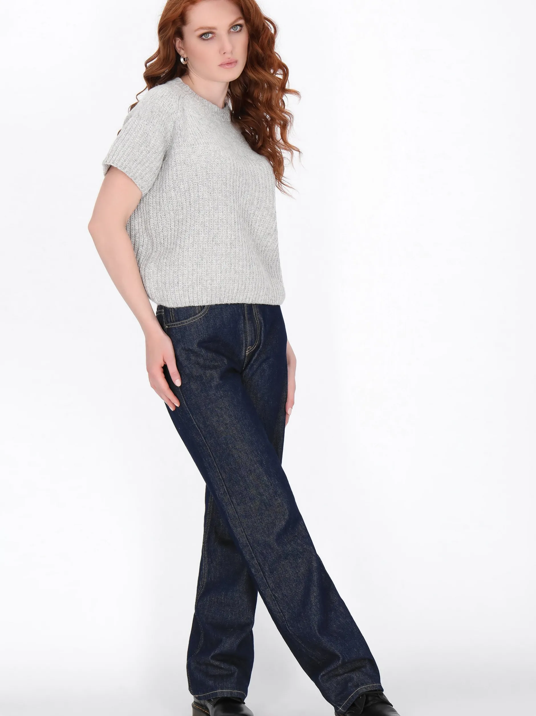 Dreimaster Damen Pullover in grau - Ausschnitt: Rundhals
