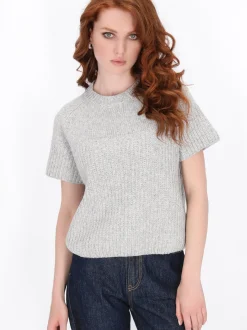 Dreimaster Damen Pullover in grau - Ausschnitt: Rundhals