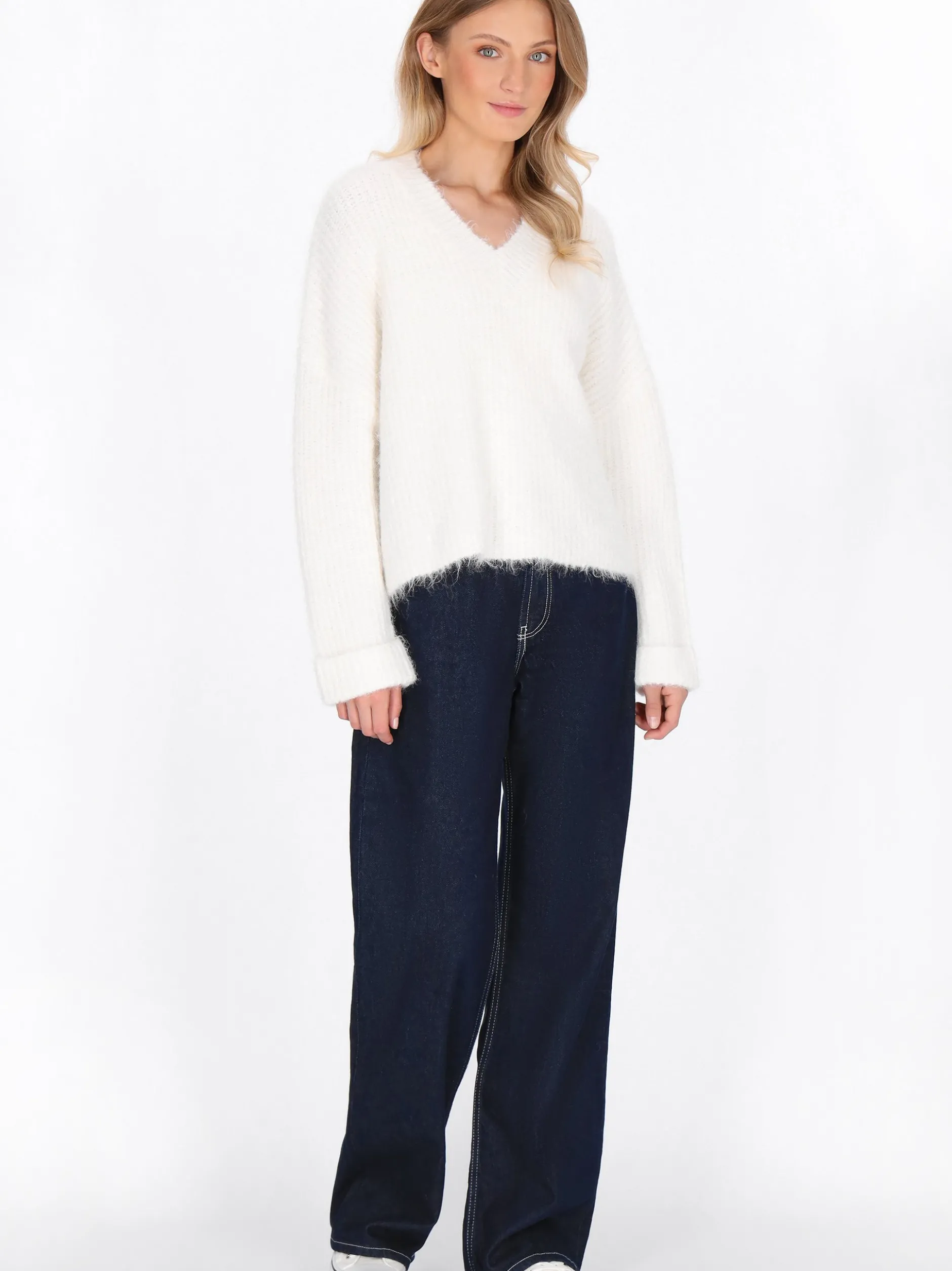 Dreimaster Damen Pullover in weiß