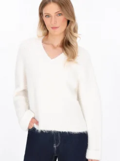 Dreimaster Damen Pullover in weiß