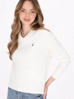 Dreimaster Damen Pullover in weiß