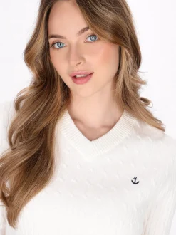 Dreimaster Damen Pullover in weiß