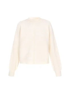 Dreimaster Damen Pullover in weiß - Ausschnitt: Rundhals