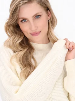 Dreimaster Damen Pullover in weiß - Ausschnitt: Rundhals