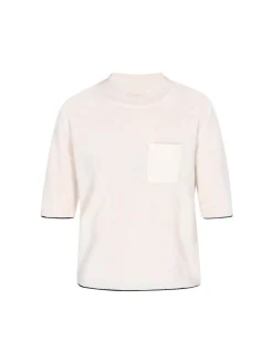 Dreimaster Damen Pullover in weiß - Ausschnitt: Rundhals