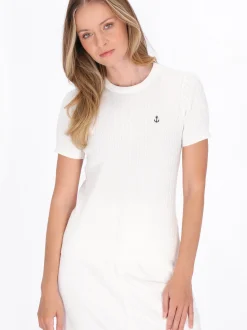 Dreimaster Damen Pullover in weiß - Ausschnitt: Rundhals