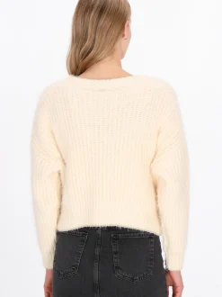 Dreimaster Damen Pullover in weiß - Ausschnitt: Rundhals