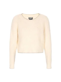 Dreimaster Damen Pullover in weiß - Ausschnitt: Rundhals