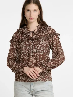 Dreimaster Damen Rüschenbluse in braun