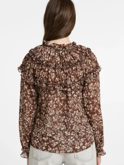 Dreimaster Damen Rüschenbluse in braun