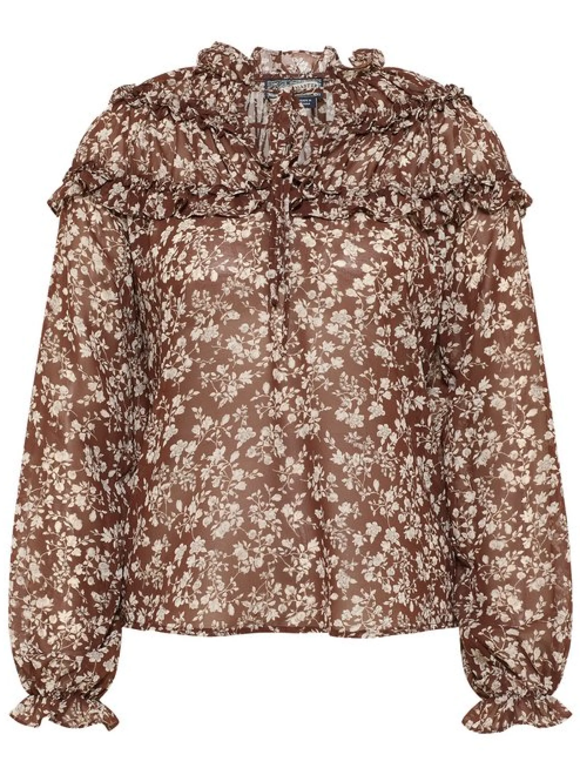 Dreimaster Damen Rüschenbluse in braun
