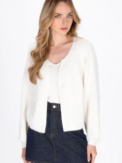 Dreimaster Damen Strickjacke in weiß