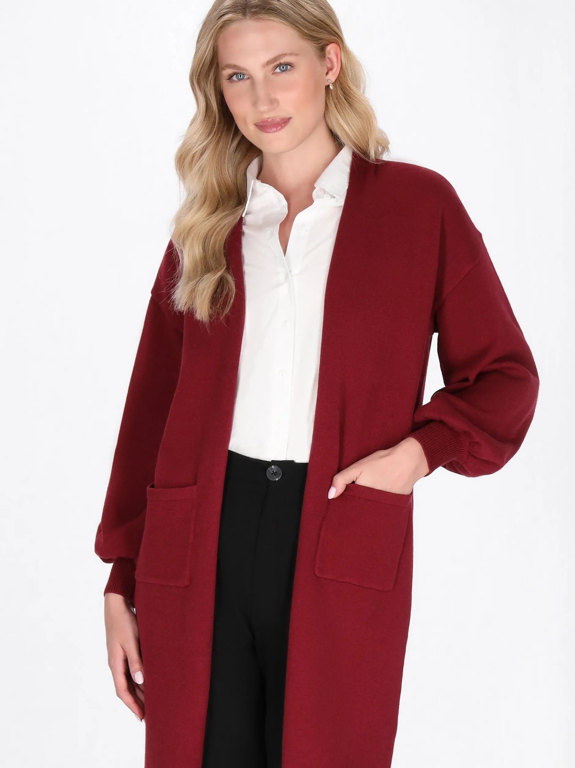 Dreimaster Damen Strickjacke in bordeaux