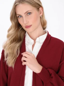 Dreimaster Damen Strickjacke in bordeaux