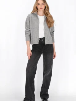 Dreimaster Damen Strickjacke in grau