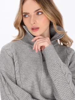 Dreimaster Damen Strickjacke in grau