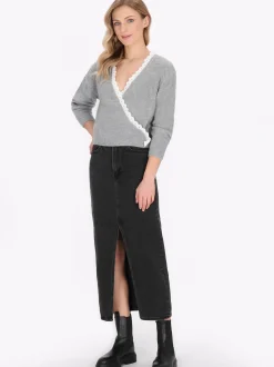 Dreimaster Damen Strickjacke in grau