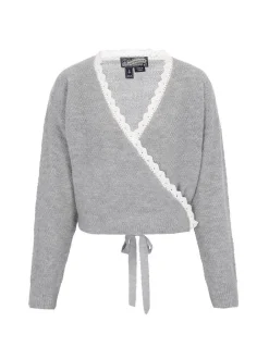 Dreimaster Damen Strickjacke in grau