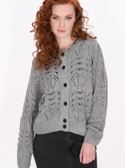 Dreimaster Damen Strickjacke in grau