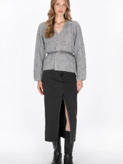 Dreimaster Damen Strickjacke in grau