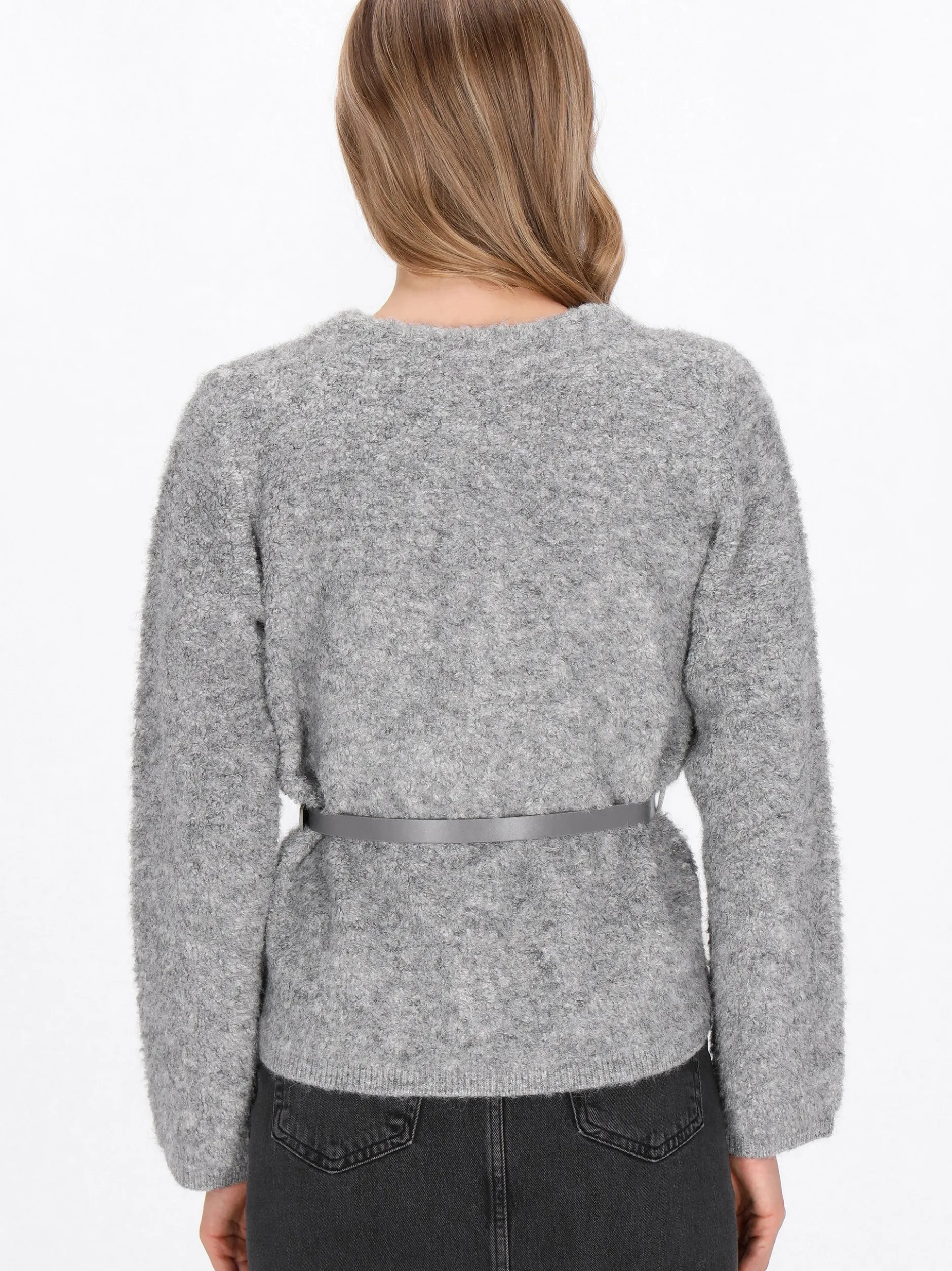 Dreimaster Damen Strickjacke in grau