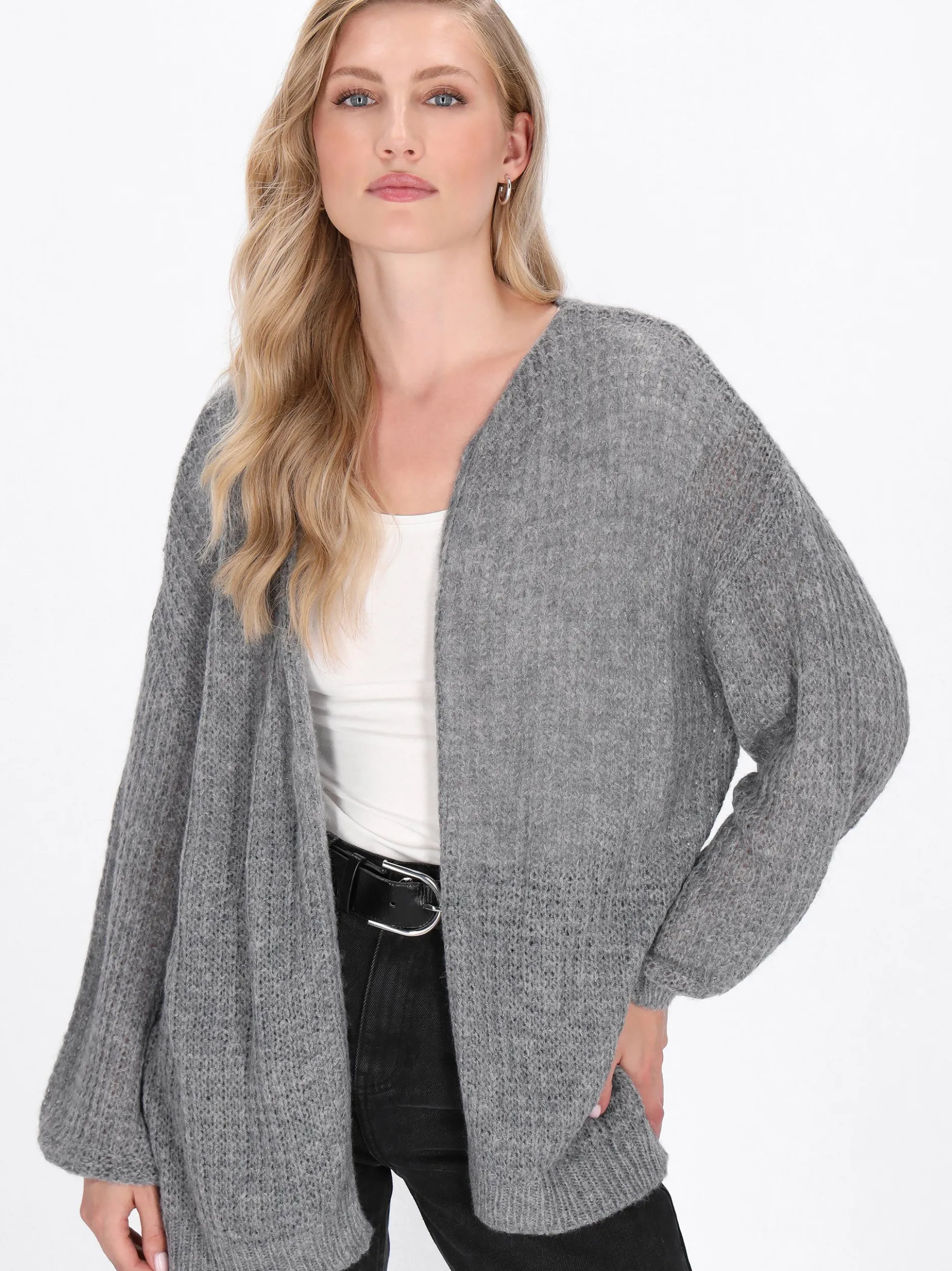 Dreimaster Damen Strickjacke in grau