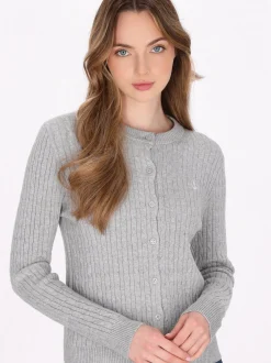 Dreimaster Damen Strickjacke in grau