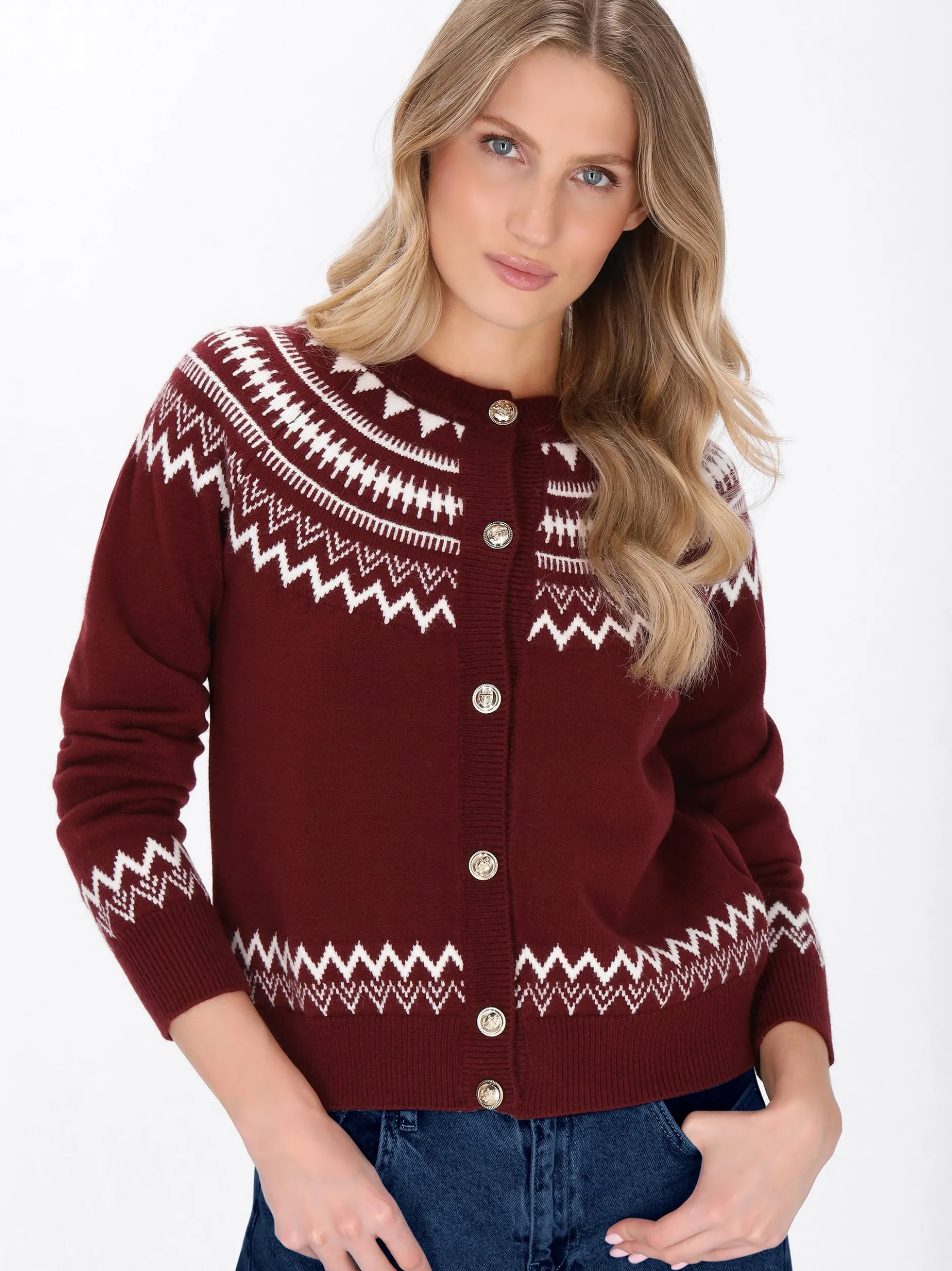 Dreimaster Damen Strickjacke in rot