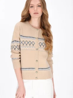 Dreimaster Damen Strickjacke in sand
