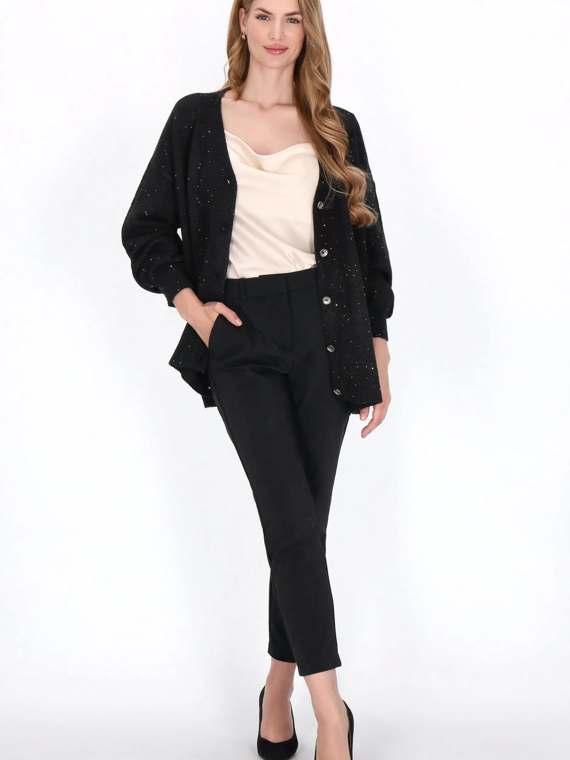 Dreimaster Damen Strickjacke in schwarz