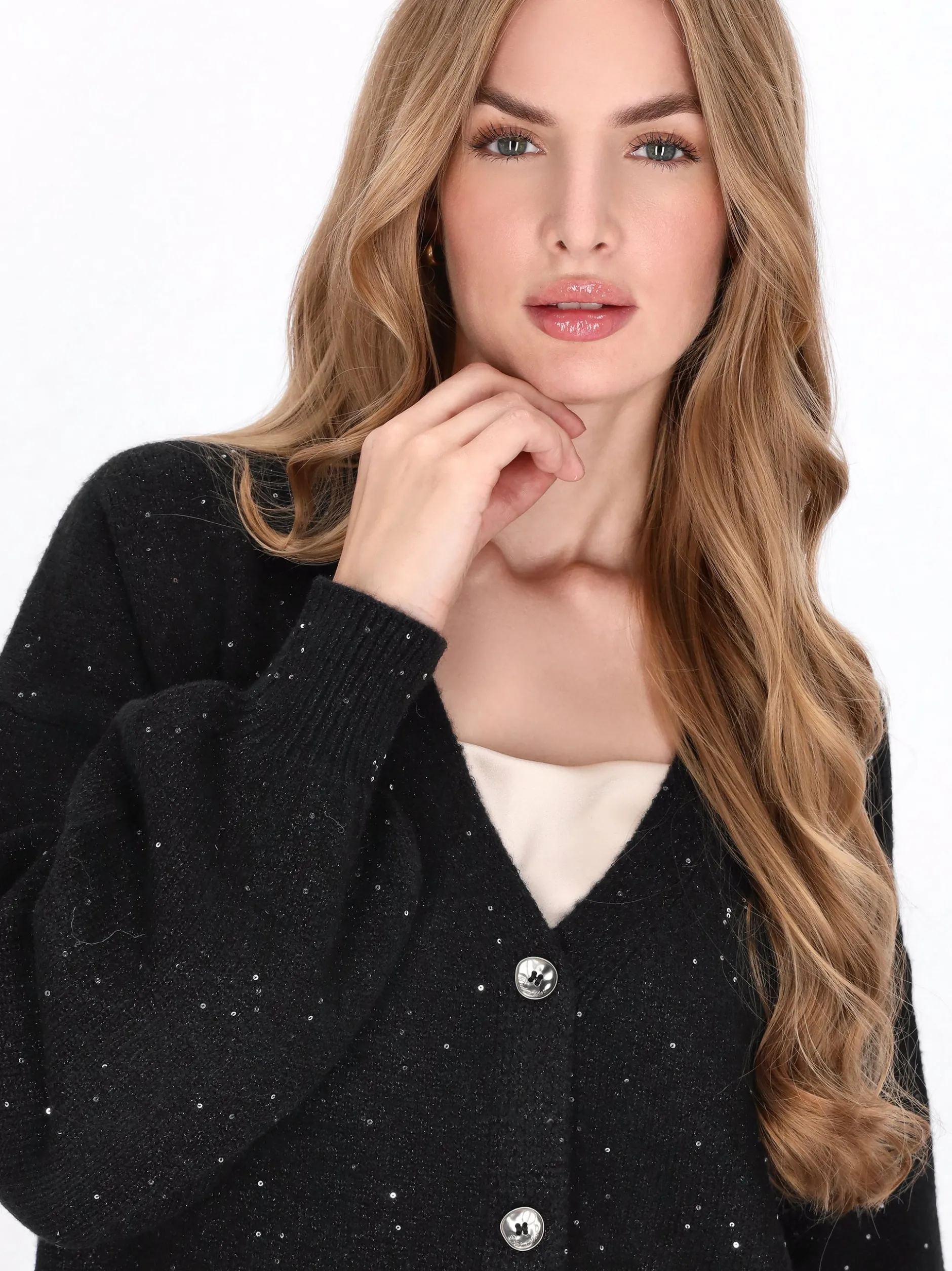 Dreimaster Damen Strickjacke in schwarz