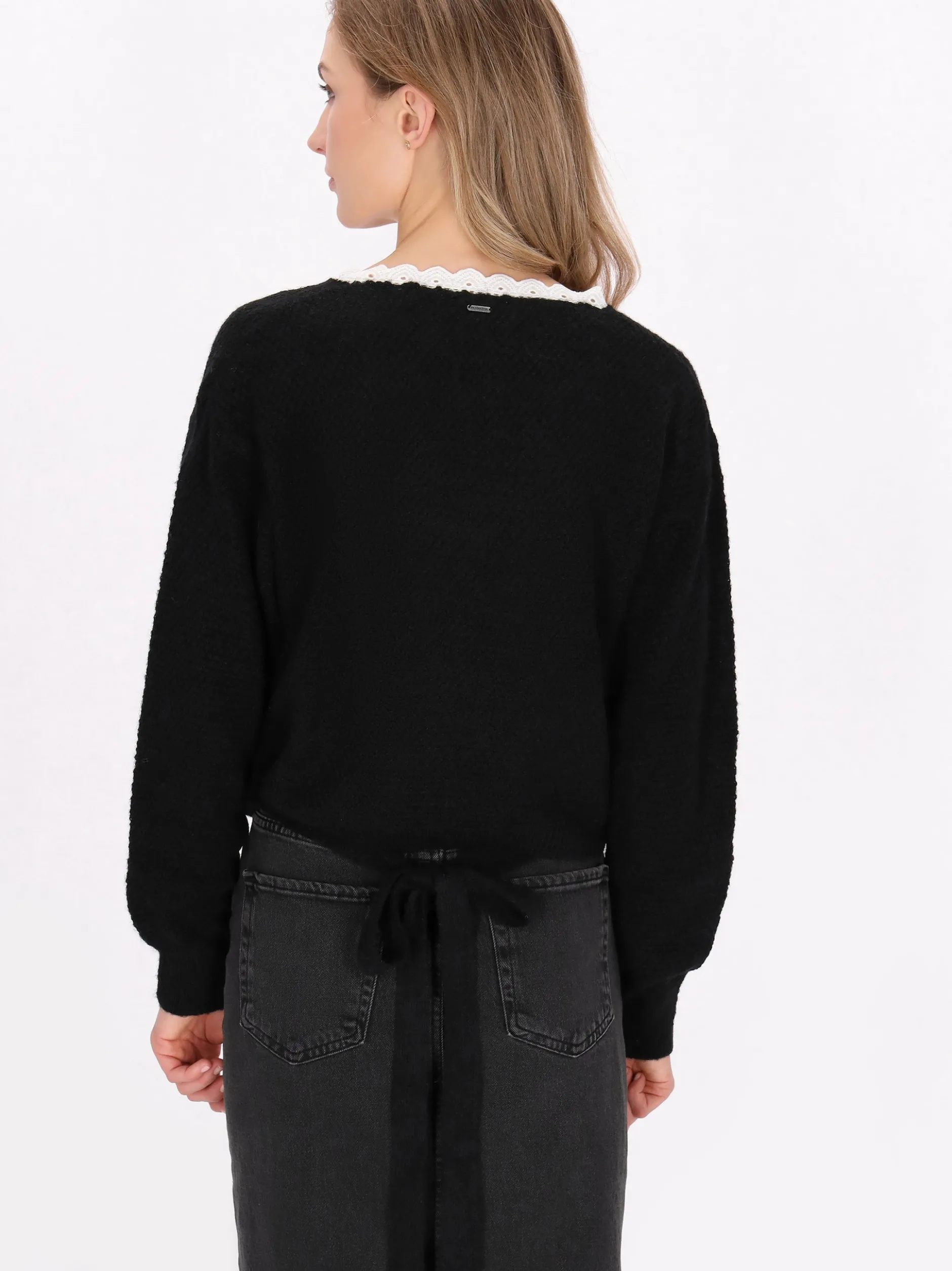 Dreimaster Damen Strickjacke in schwarz