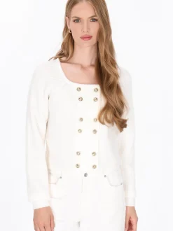 Dreimaster Damen Strickjacke in weiß