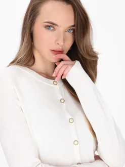 Dreimaster Damen Strickjacke in weiß