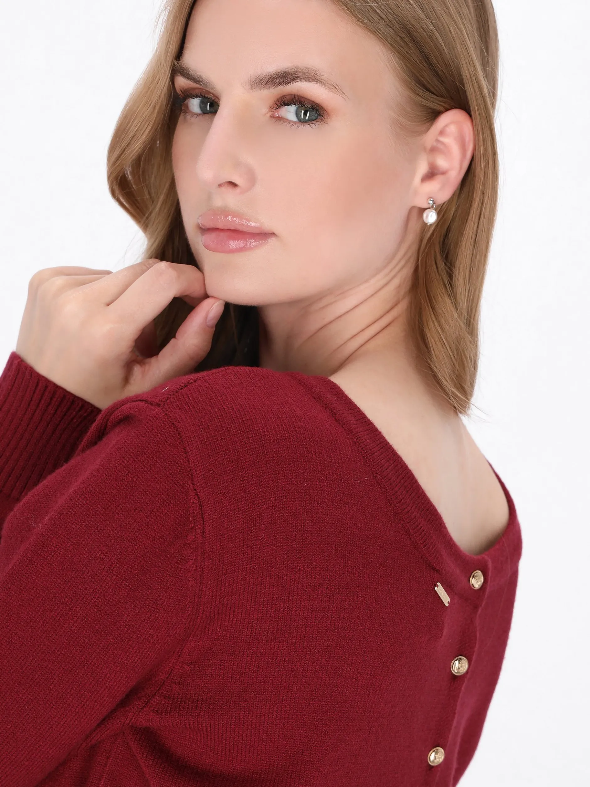 Dreimaster Damen Strickpullover in bordeaux