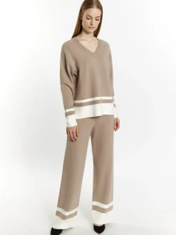 Dreimaster Damen Strickpullover in schlamm