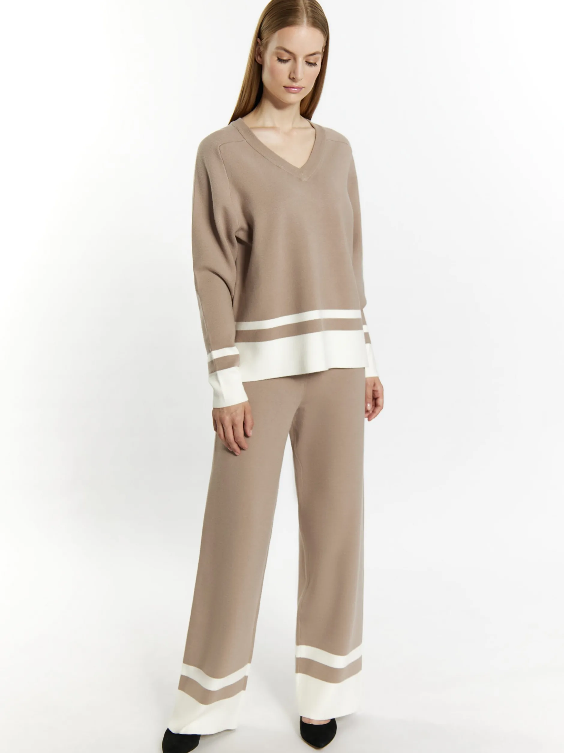 Dreimaster Damen Strickpullover in schlamm