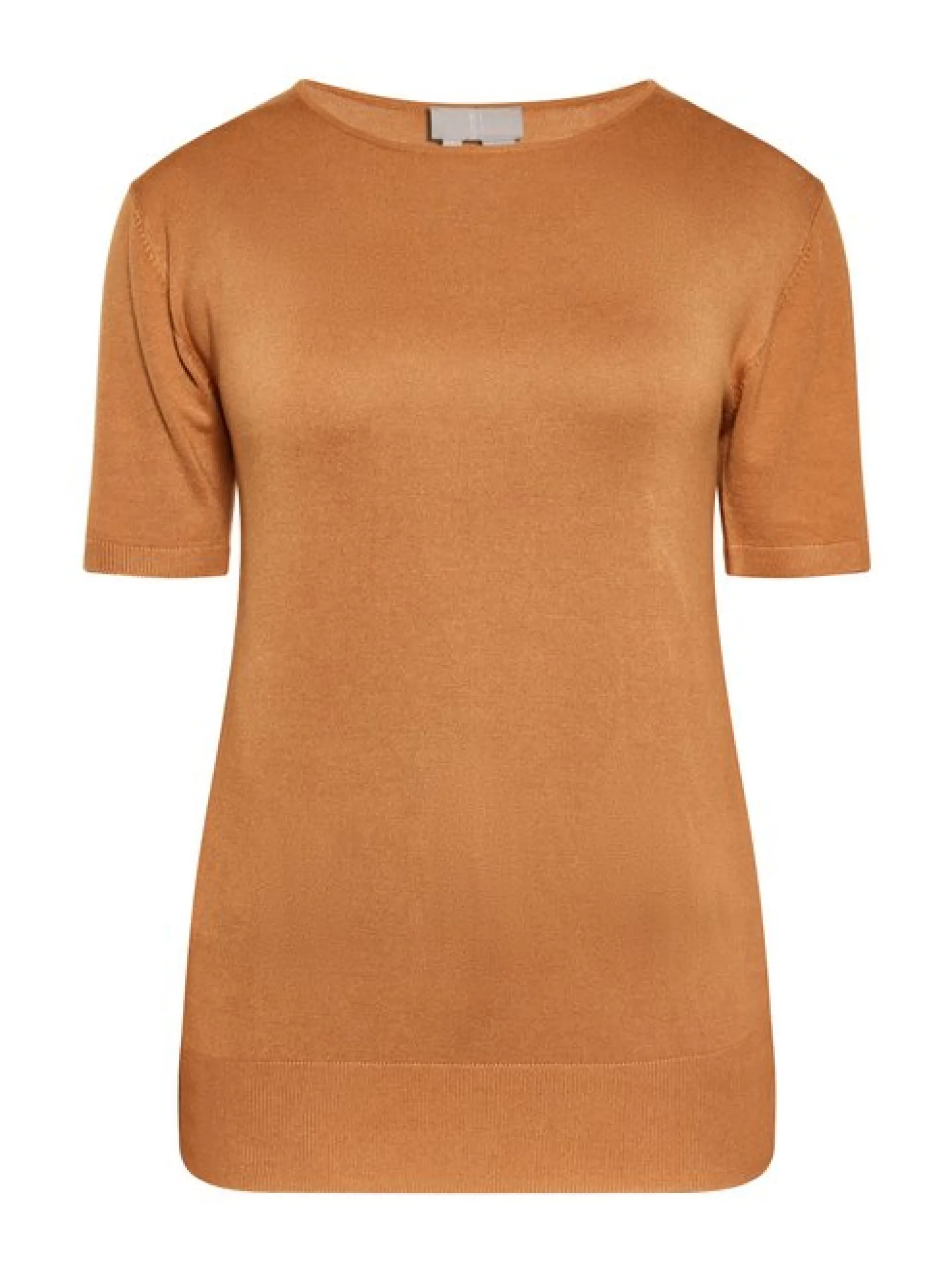 Dreimaster Damen T-Shirt in camel - Ausschnitt: Rundhals