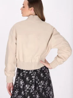 Dreimaster Damen Wildlederjacke in beige