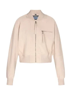 Dreimaster Damen Wildlederjacke in beige