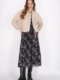 Dreimaster Damen Wildlederjacke in beige